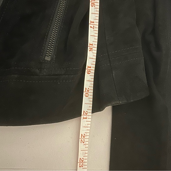 Halogen genuine leather suede black moto jacket size S biker classic minimalist - Picture 10 of 10